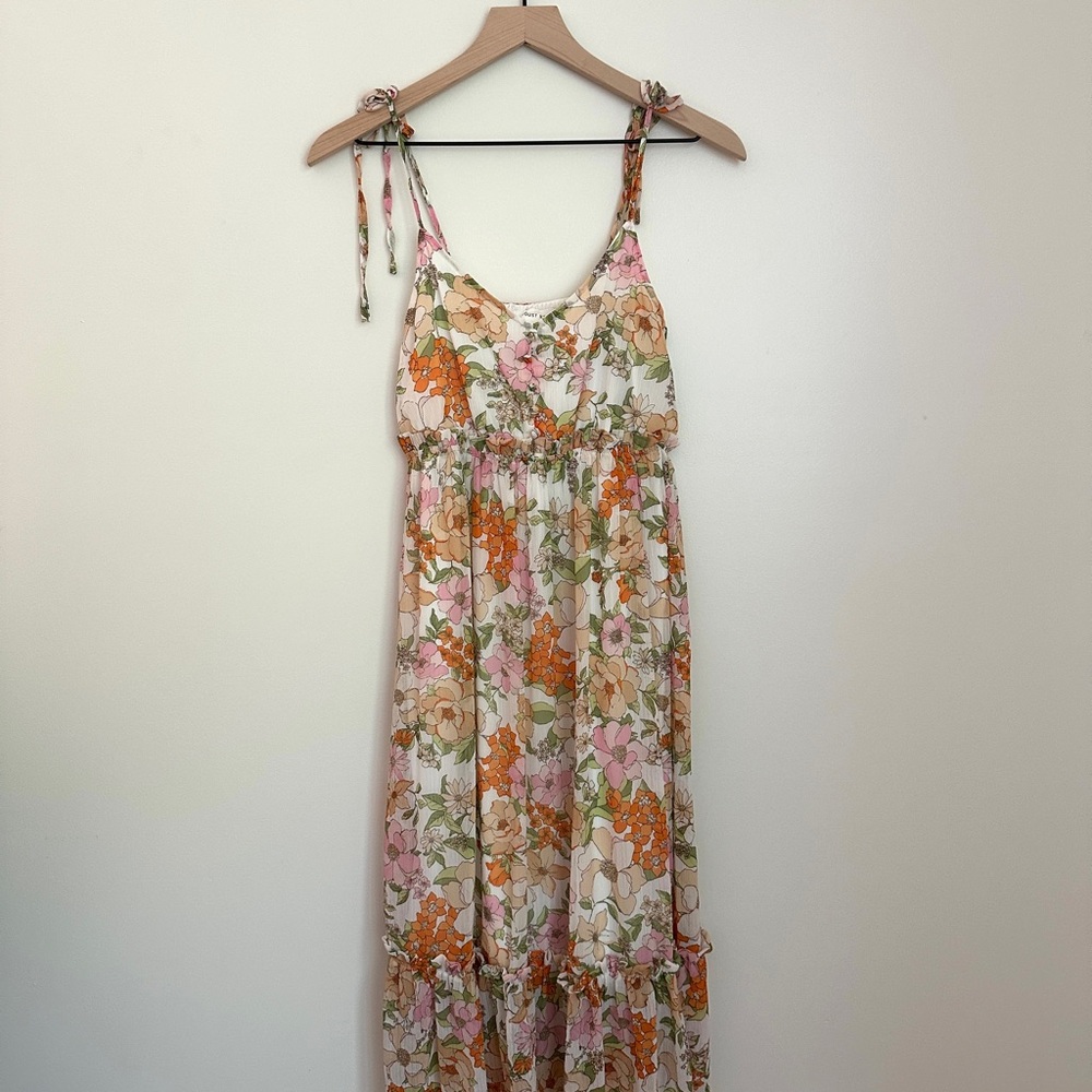 Floral Midi Dress with Adjustable Straps